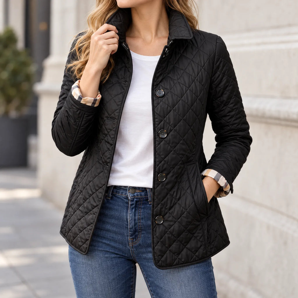 Teri  - Diamond Quilted Button Front Jacket