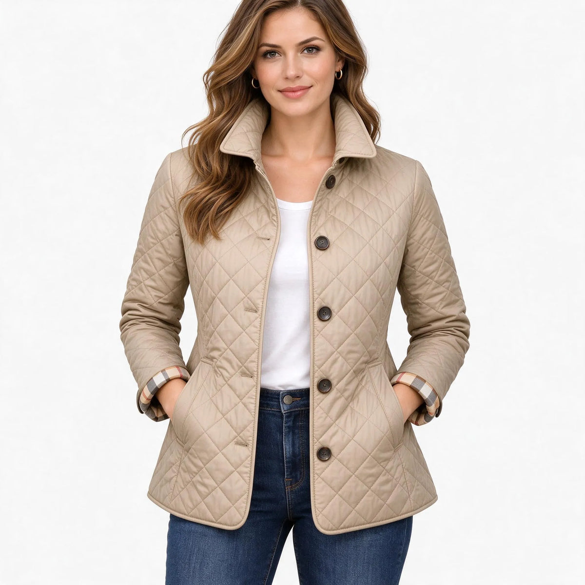 Teri  - Diamond Quilted Button Front Jacket