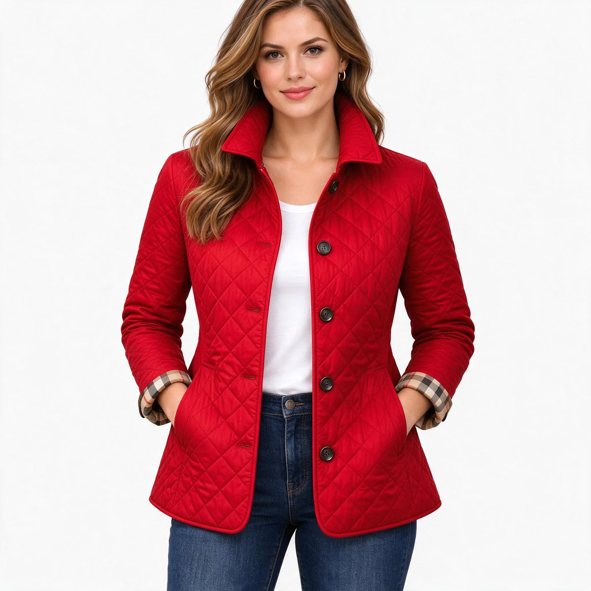 Teri  - Diamond Quilted Button Front Jacket