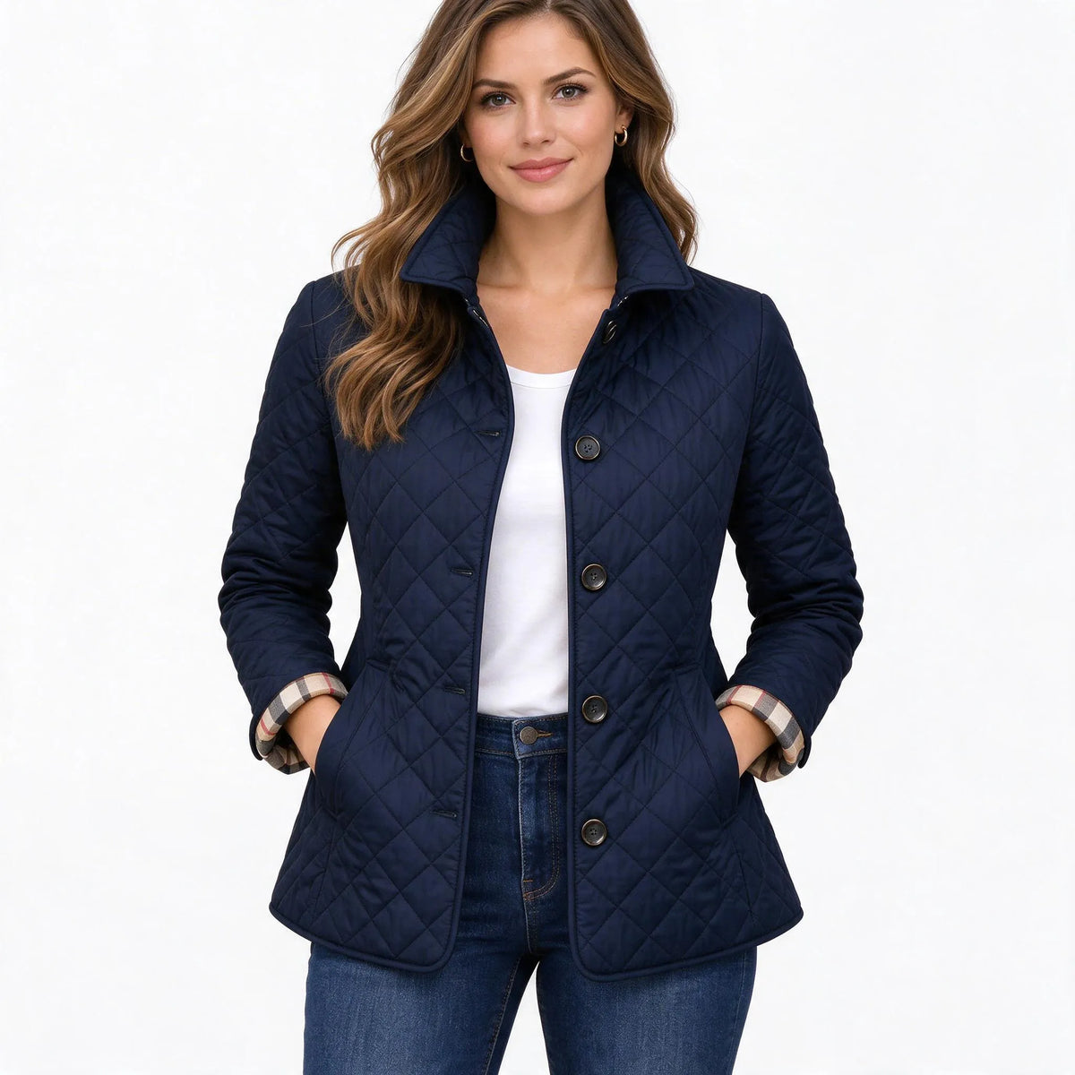 Teri  - Diamond Quilted Button Front Jacket