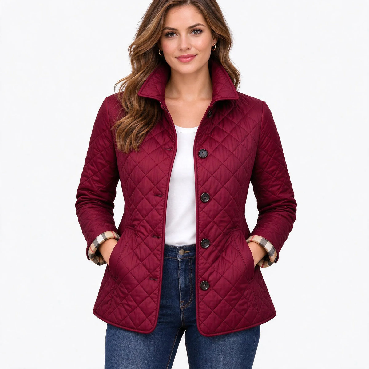 Teri  - Diamond Quilted Button Front Jacket