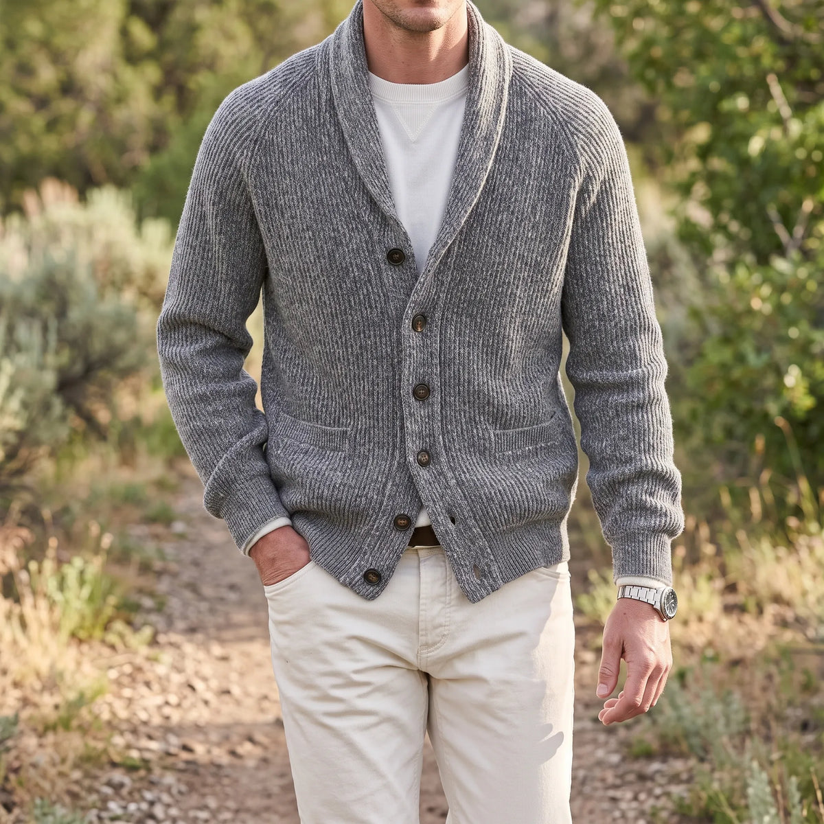 Trevor  - Button Front Knit Cardigan Sweater