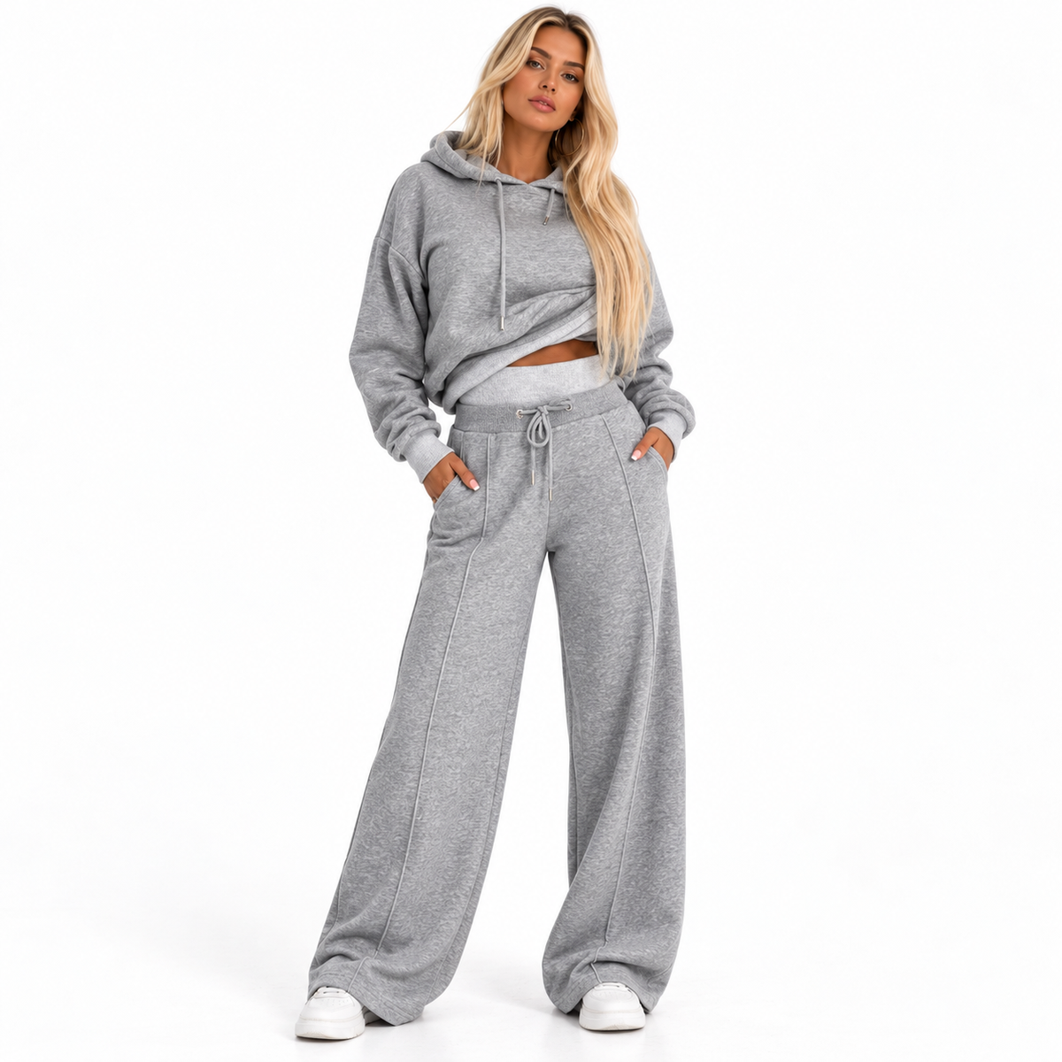 Veyra - Relaxed Layered Hoodie and Wide Leg Pants Set