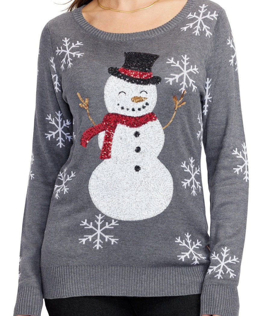 Women's Acrylic Knit Winter Sweater | Cozy Festive Snowman Pullover 2
