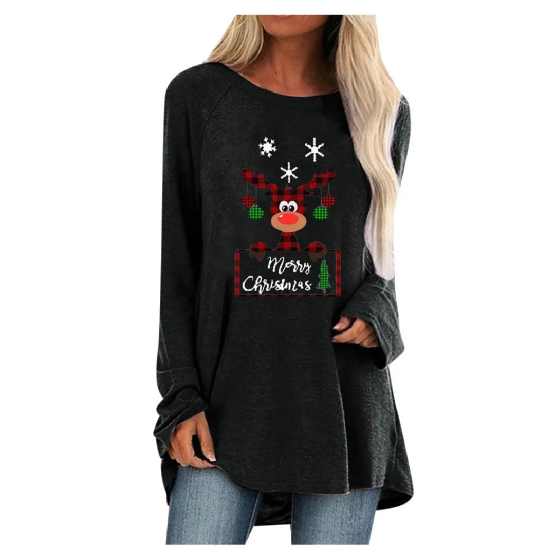 Women's Cotton Knit Longline Sweater | Cozy Oversized Festive Winter Top 0