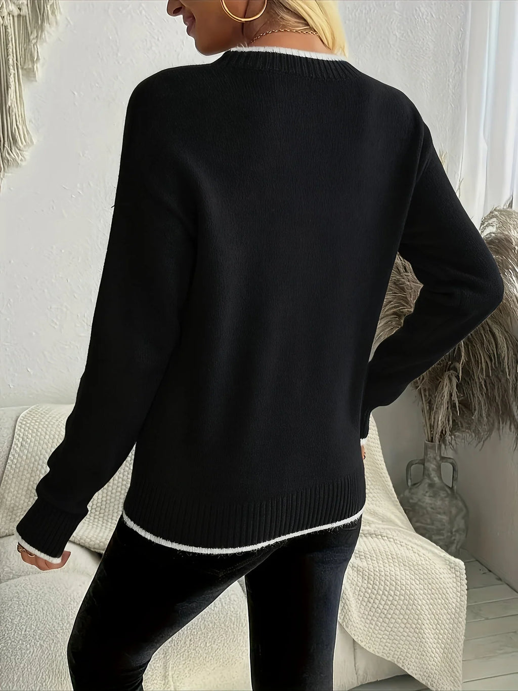 Women's Knit Cotton Sweater | Cozy Festive Snowflake Design for Winter 6