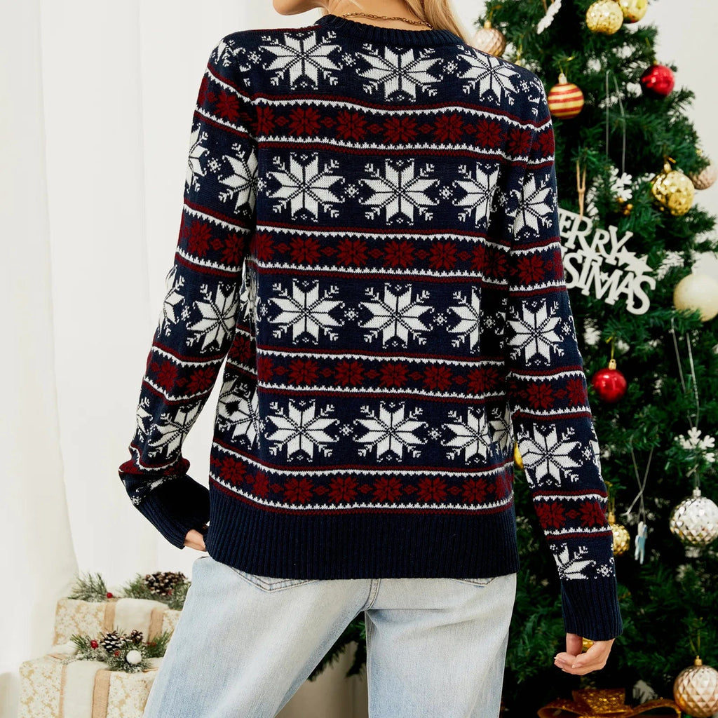 Women's Wool Blend Fair Isle Christmas Sweater | Cozy Relaxed-Fit Long Sleeve Winter Jumper 5