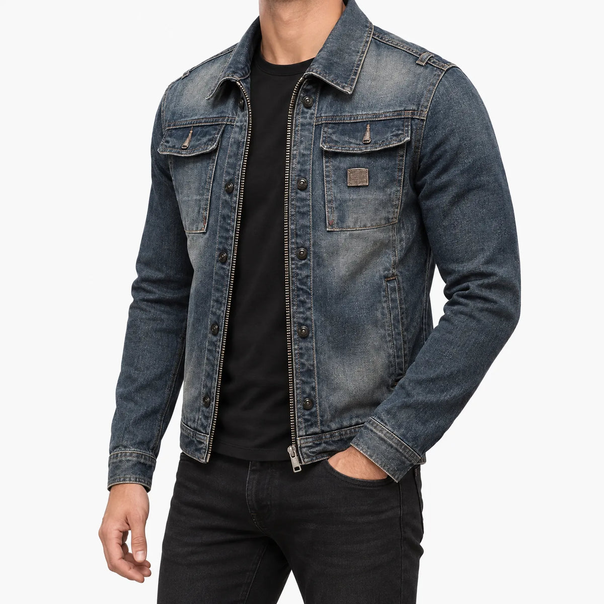 Zachary  - Casual Collared Zip Utility Jacket