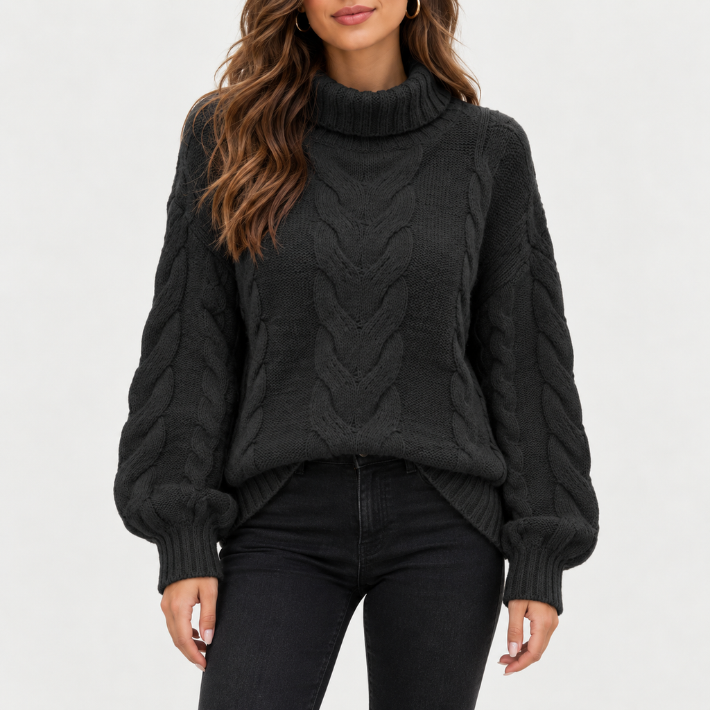 Donna – Turtleneck Cable Knit Jumper