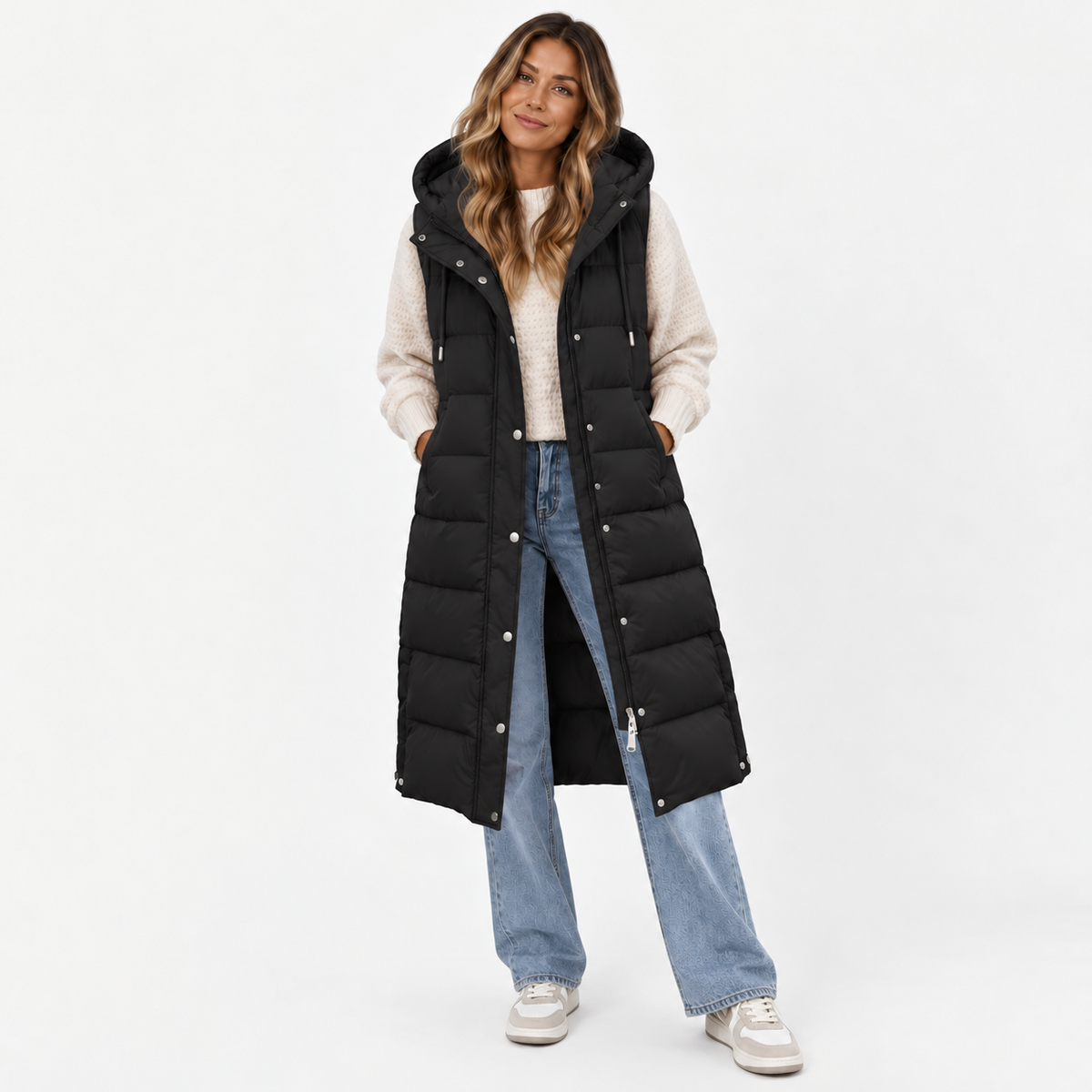 Elowyn - Longline Sleeveless Puffer Vest