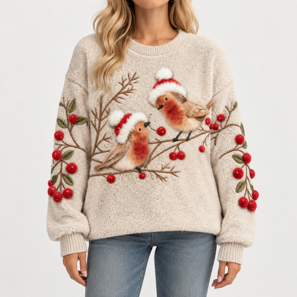 Lia – Teddy Fleece Printed Christmas Jumper