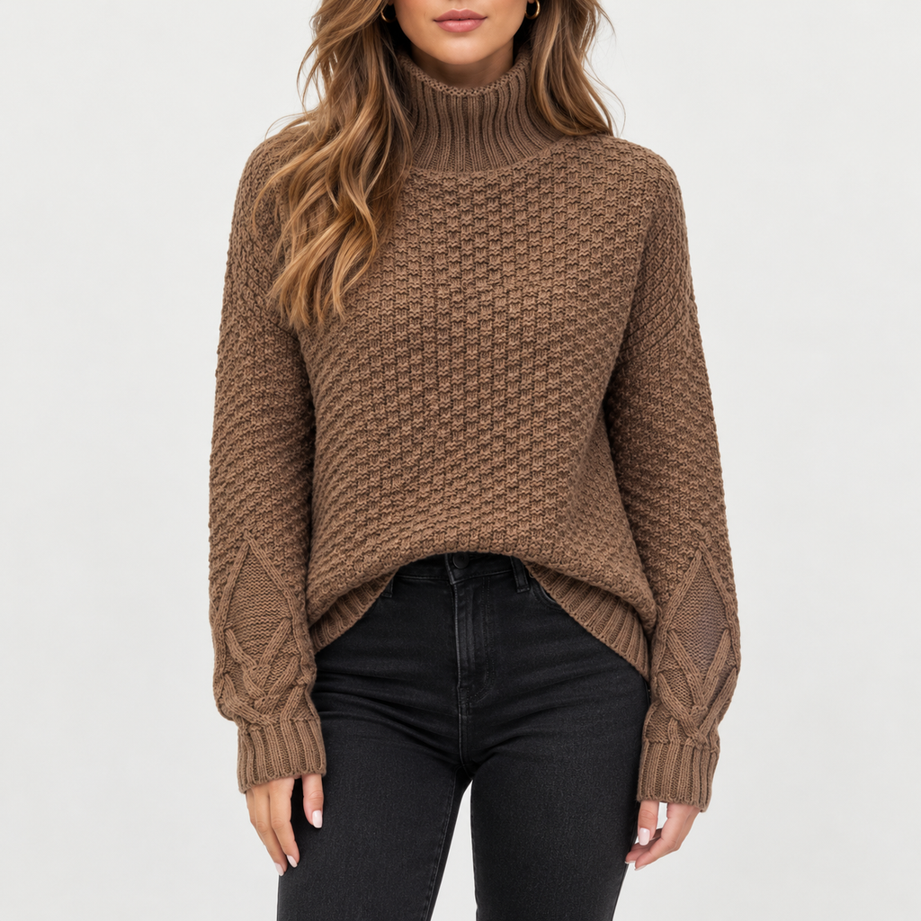 Lisa – Relaxed Cable Knit Turtleneck Winter Sweater